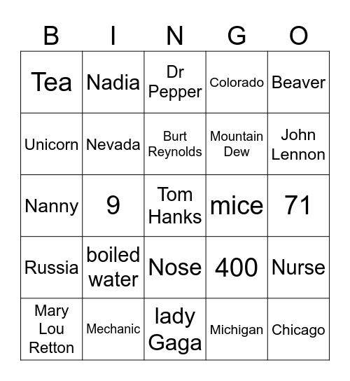 Trivia Bingo Card