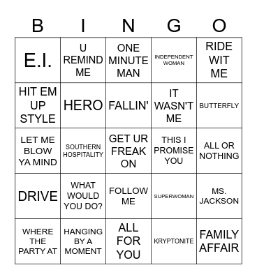 End of Year 2001 Bingo Card