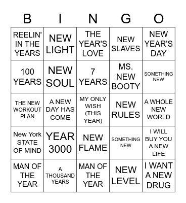 NEW YEAR Bingo Card