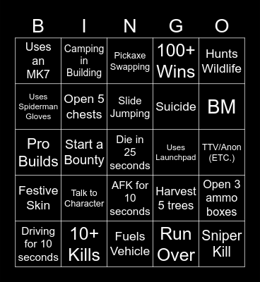 Fortnite Bingo Card