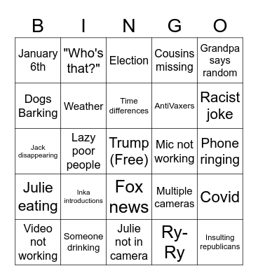 Schutzbach Zoom Bingo Card