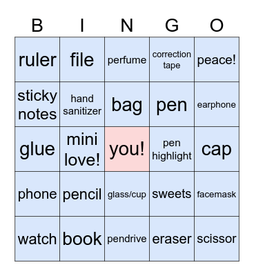 "I SPY" Bingo Card