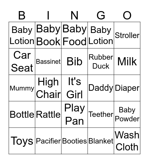 Pinal's Baby Shower Bingo Card