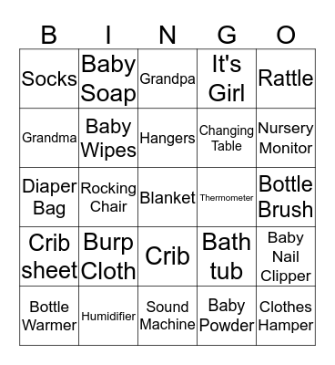 Pinal's Baby Shower Bingo Card