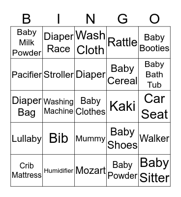 Pinal's Baby Shower Bingo Card
