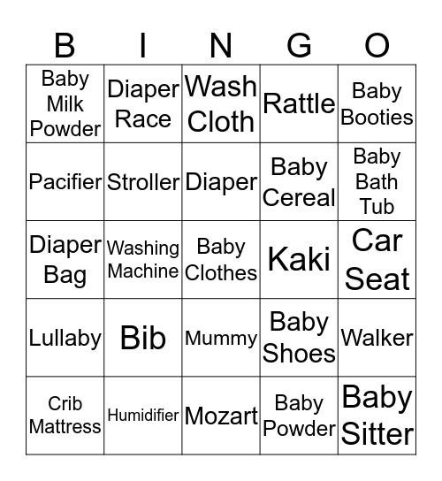 Pinal's Baby Shower Bingo Card