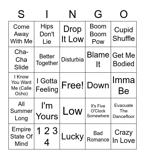 2000 Singo Bingo Card