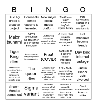 2022 Bingo Card Bingo Card