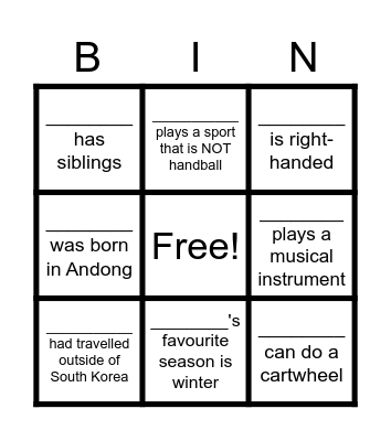 Shared Experience Bingo Card