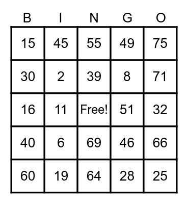 Team Jess Year-end Party 2021 Bingo Card