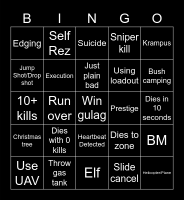 Warzone solo bingo Card