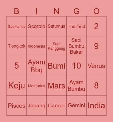 Dwynna’s💗 Bingo Card