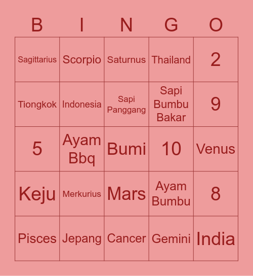 Dwynna’s💗 Bingo Card