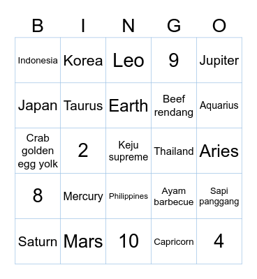 noa! 💙 Bingo Card