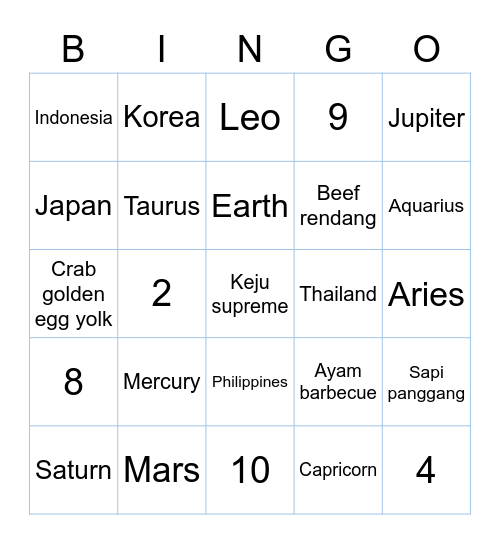 noa! 💙 Bingo Card