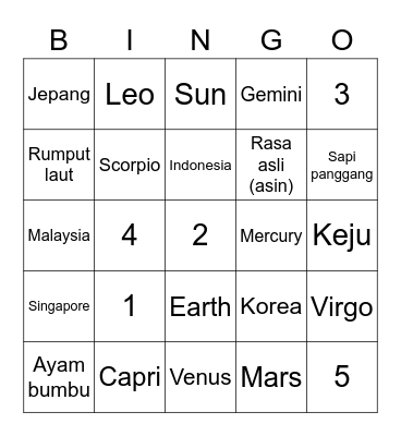 Ws Bingo Card