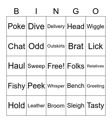 Pre-Int December 2021 Vocab Bingo Card