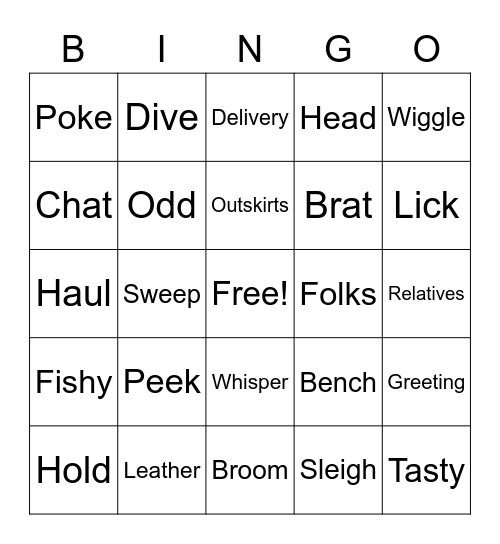 Pre-Int December 2021 Vocab Bingo Card