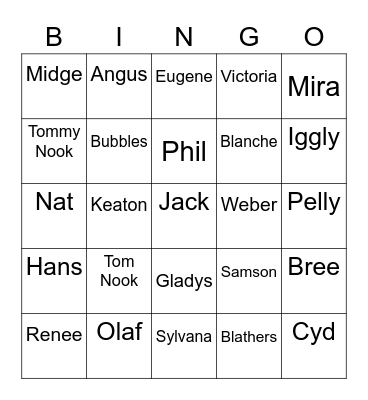 Miso Animal Crossing (ROUND 1) Bingo Card