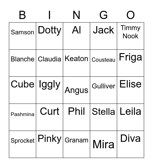 Steelcario Animal Crossing (ROUND 1) Bingo Card