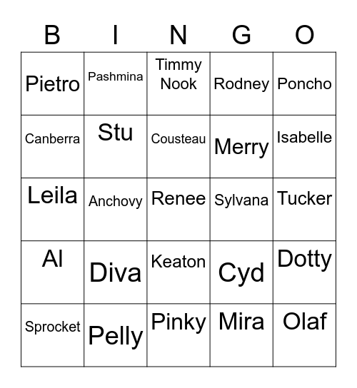 Irri Animal Crossing (ROUND 2) Bingo Card