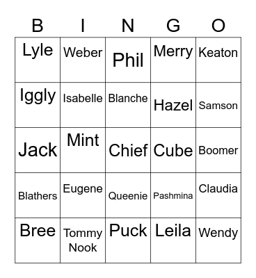 Skullplayer2 Animal Crossing (ROUND 1) Bingo Card