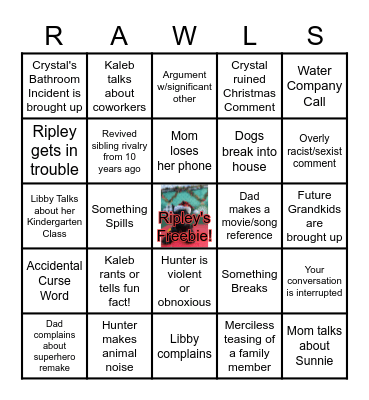 Rawls Family Bingo Card
