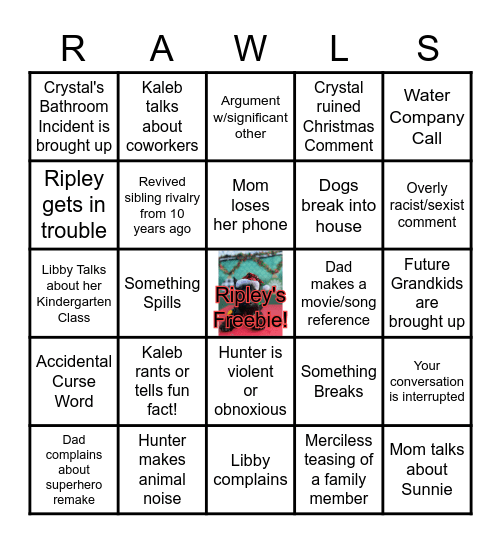 Rawls Family Bingo Card