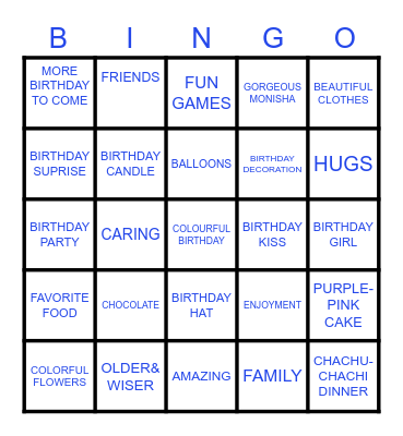 BIRTHDAY APRTY Bingo Card
