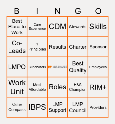 LMP Bingo Night Bingo Card