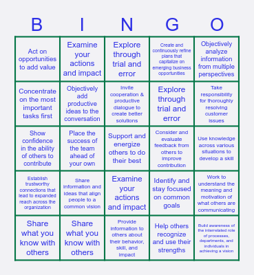 Open Organization Attributes Bingo Card