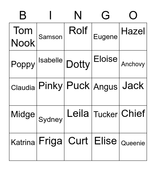 Torchic Animal Crossing (ROUND 1) Bingo Card