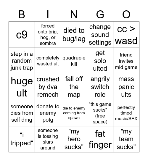 overwatch Bingo Card