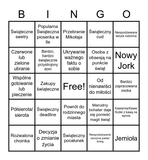 Gildia Popkultury Świąteczne Bingo Card