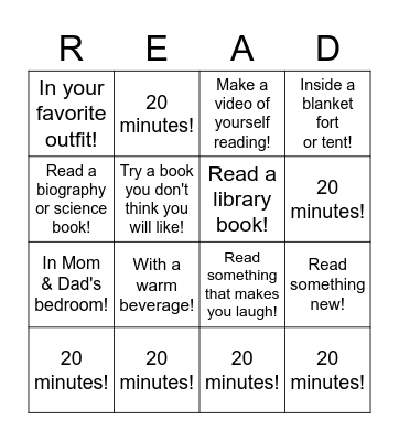 Winter Break Bingo Card