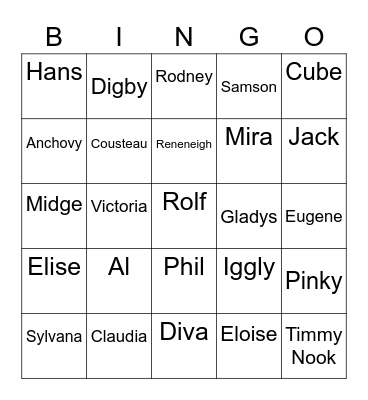 Dino Animal Crossing (ROUND 1) Bingo Card