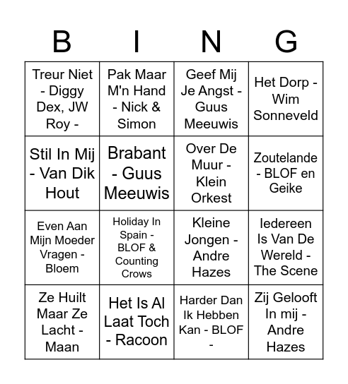 Familie Remijnse Nederlands Bingo Card