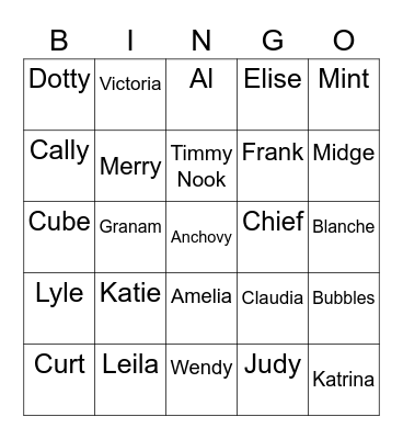 Dino Animal Crossing (ROUND 2) Bingo Card