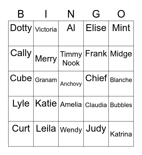 Dino Animal Crossing (ROUND 2) Bingo Card