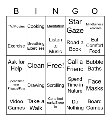 Self-Care Bingo Card