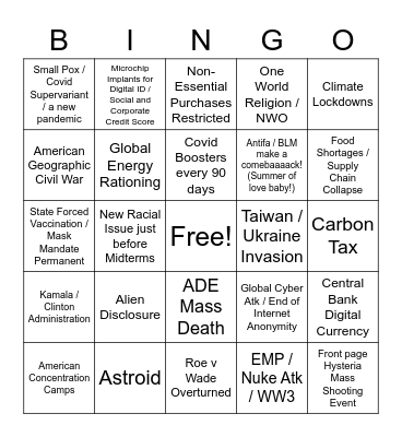2022 BINGO Card