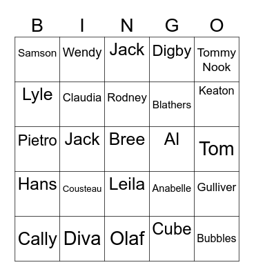 Nicklu Animal Crossing (ROUND 2) Bingo Card