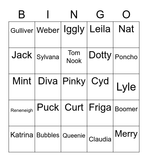 Lottie Animal Crossing (ROUND 2) Bingo Card