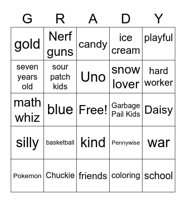 Happy 7th Birthday! Bingo Card