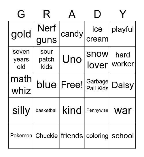 Happy 7th Birthday! Bingo Card