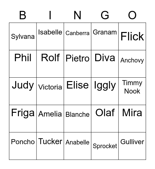 Hunnel Animal Crossing (ROUND 2) Bingo Card