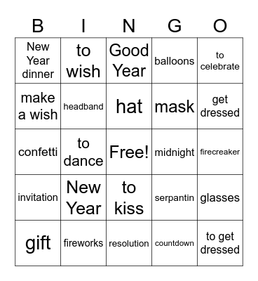 La Nouvel An Bingo Card