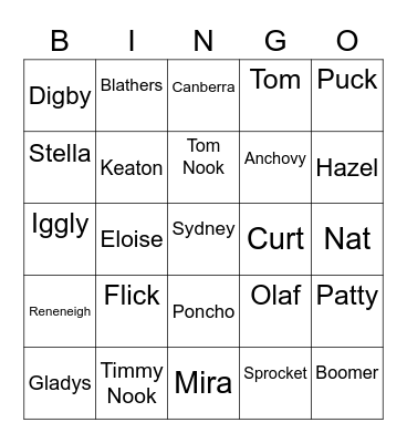 Frosty Animal Crossing (ROUND 2) Bingo Card