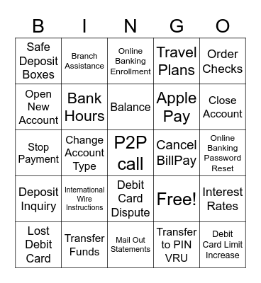 Call Center Bingo Card
