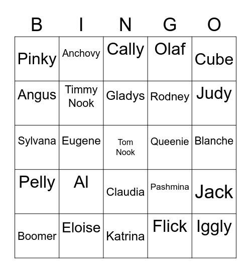 Pansparce Animal Crossing (ROUND 1) Bingo Card